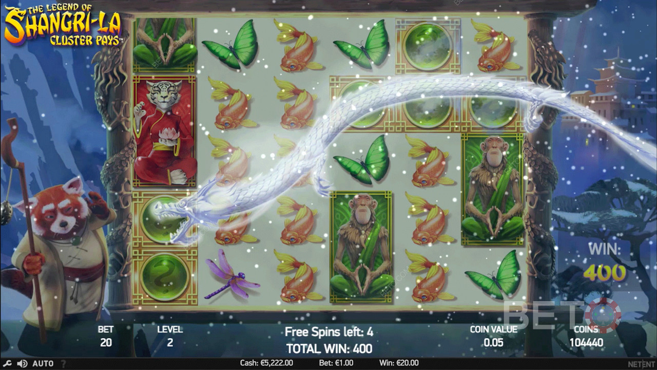 Join the asian themed adventure with The Legend of Shangri-La: Cluster Pays slot