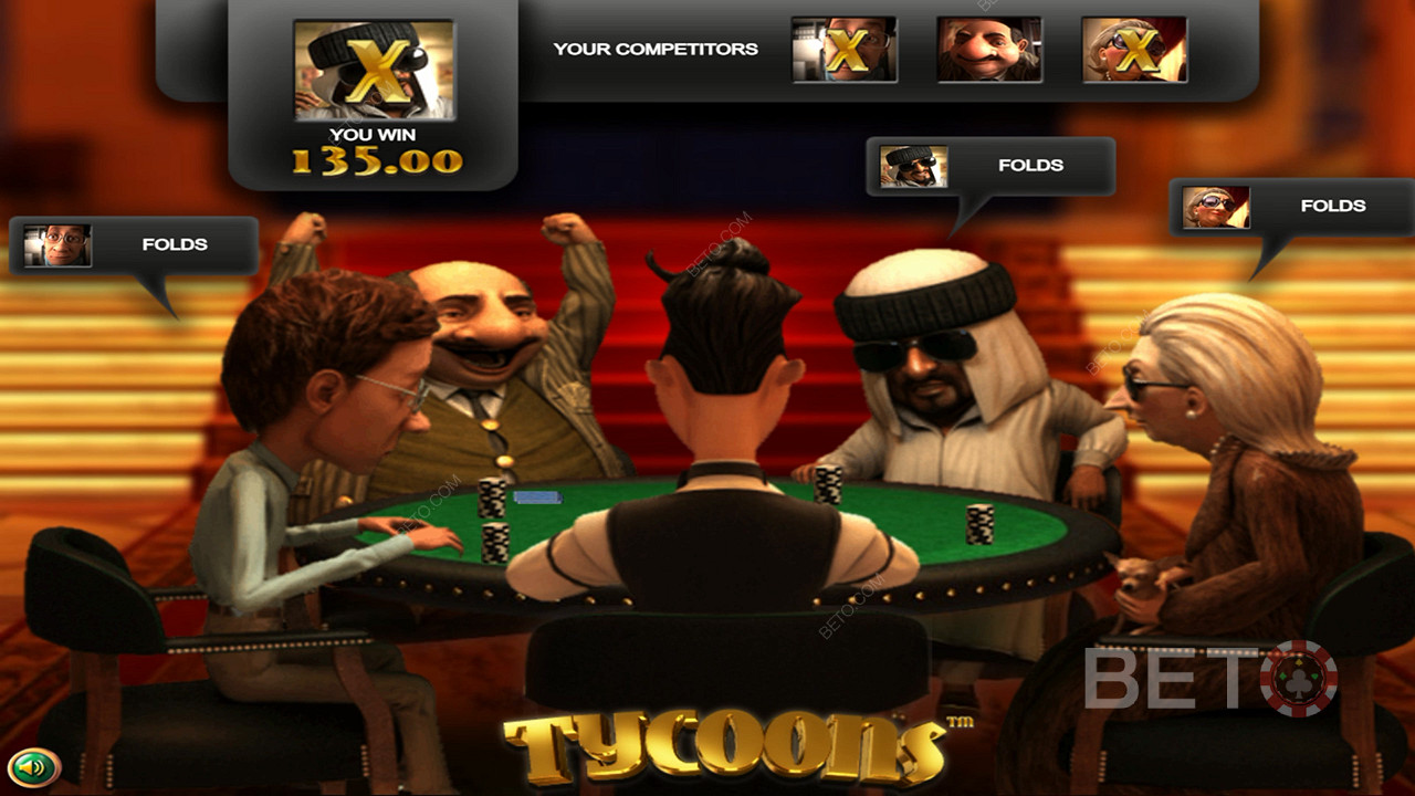 The characters will play a game of poker and you can predict the winner to win big