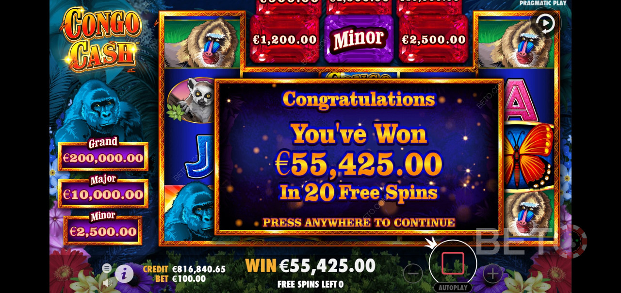 Winning a Huge payout in Congo Cash