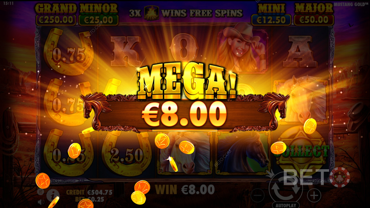 Mega Win in Mustang Gold slot machine