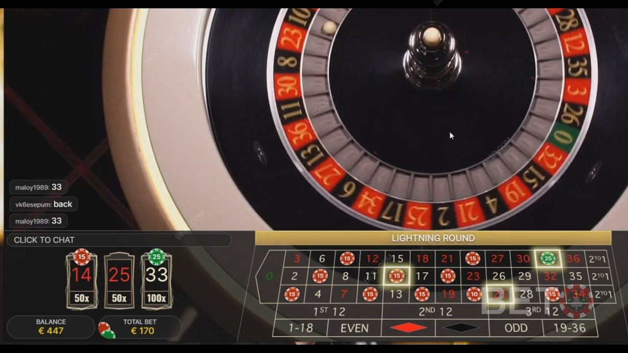 Placing multiple bets in Lightning Roulette