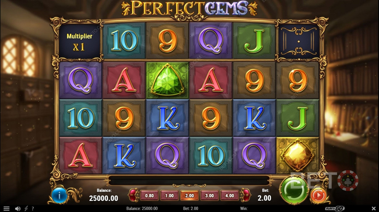 Green gem in Perfect Gems - Pays 2.5x for 5 on a paylines