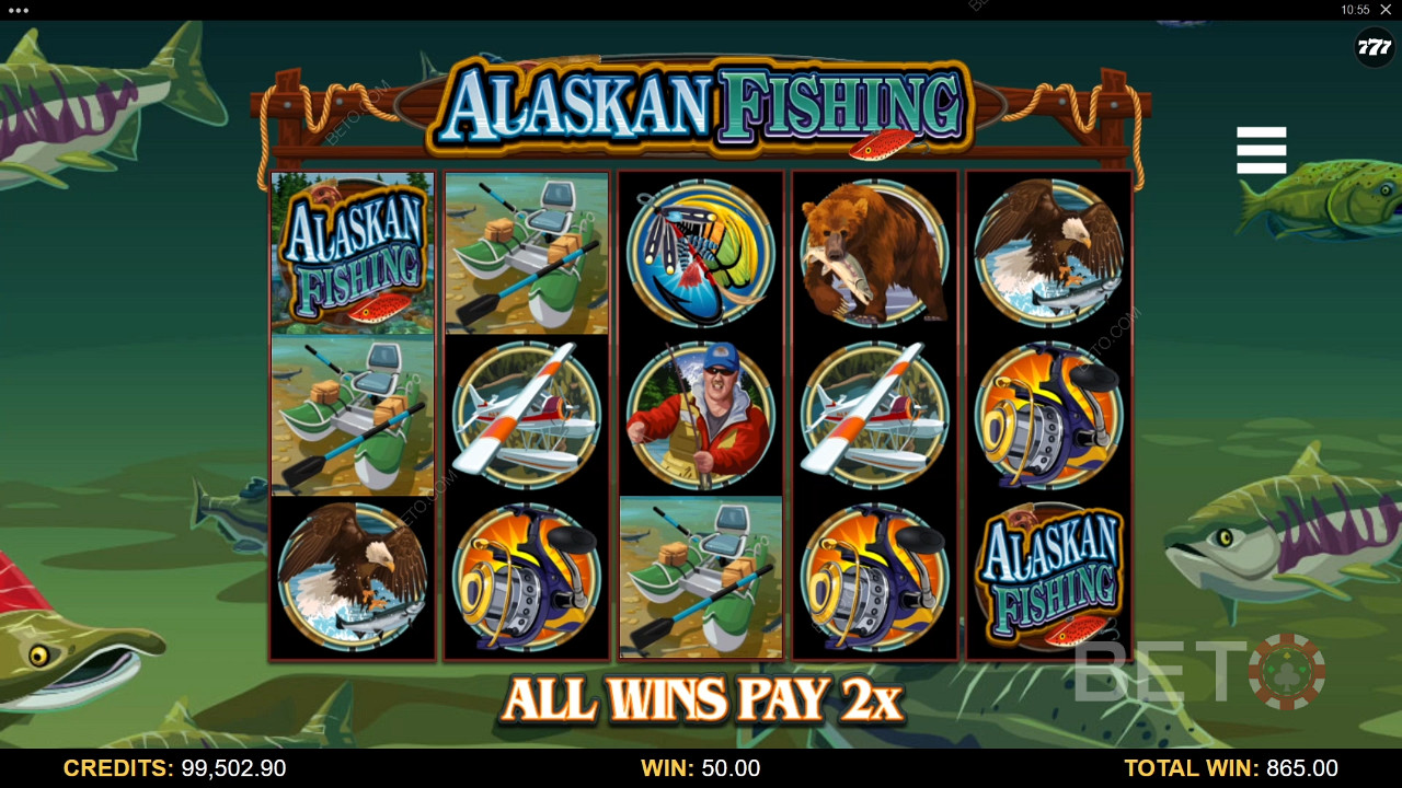 Enjoy the beauty of Alaskan wilderness in the theme of this slot