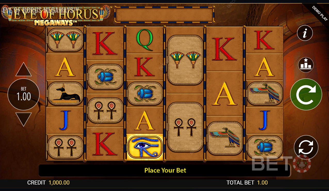 There are a total of 15,625 winning ways in Eye of Horus Megaways Online Slot