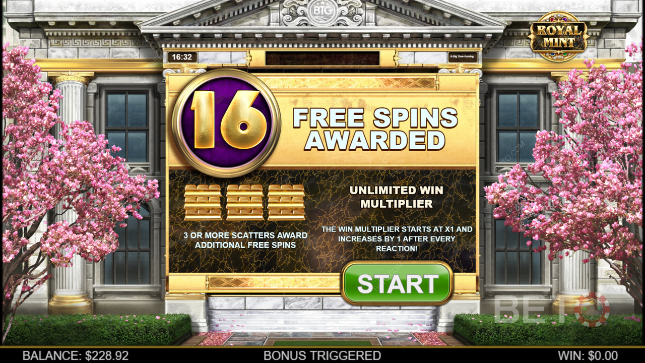 Free Spins Awarded in Royal MInt Megaways