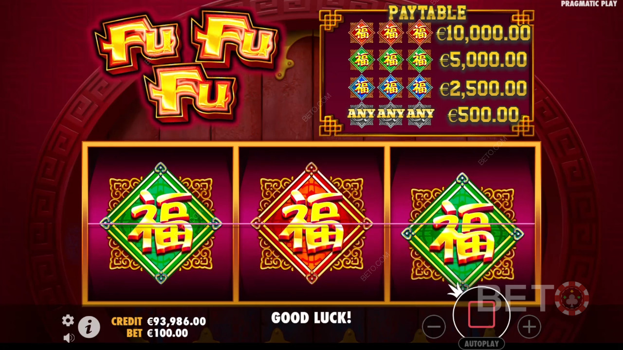 Win 100x Your bet in the Fu Fu Fu Slot!