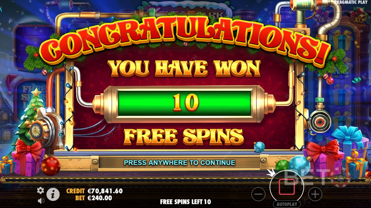 Win 10,000x of Your bet in the Xmas Spark Slot!