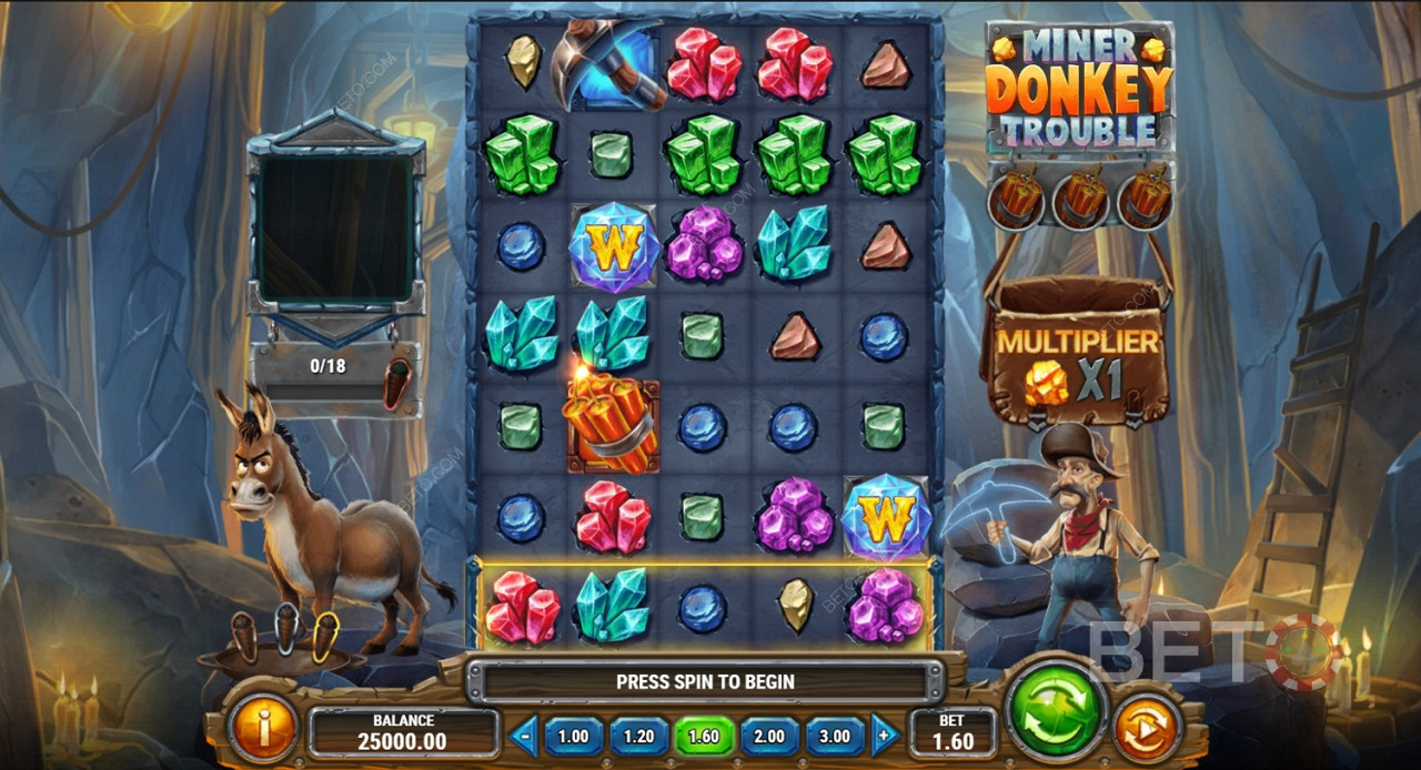 Miner Donkey Trouble - Go mining for treasures and colourful gemstones