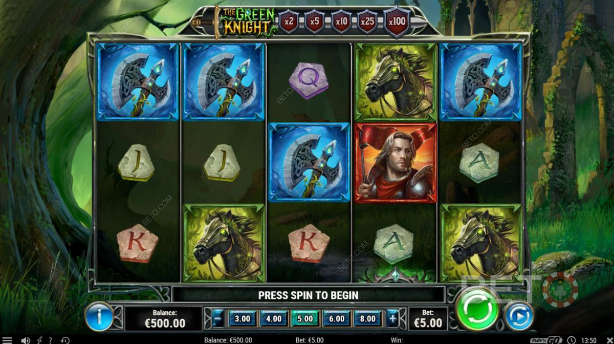 Different High-Paying Symbols in The Green Knight slot machine