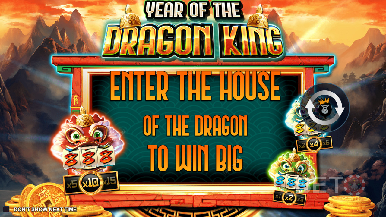 Enjoy up to 5 Mini Slot Machines in the Year of the Dragon King slot