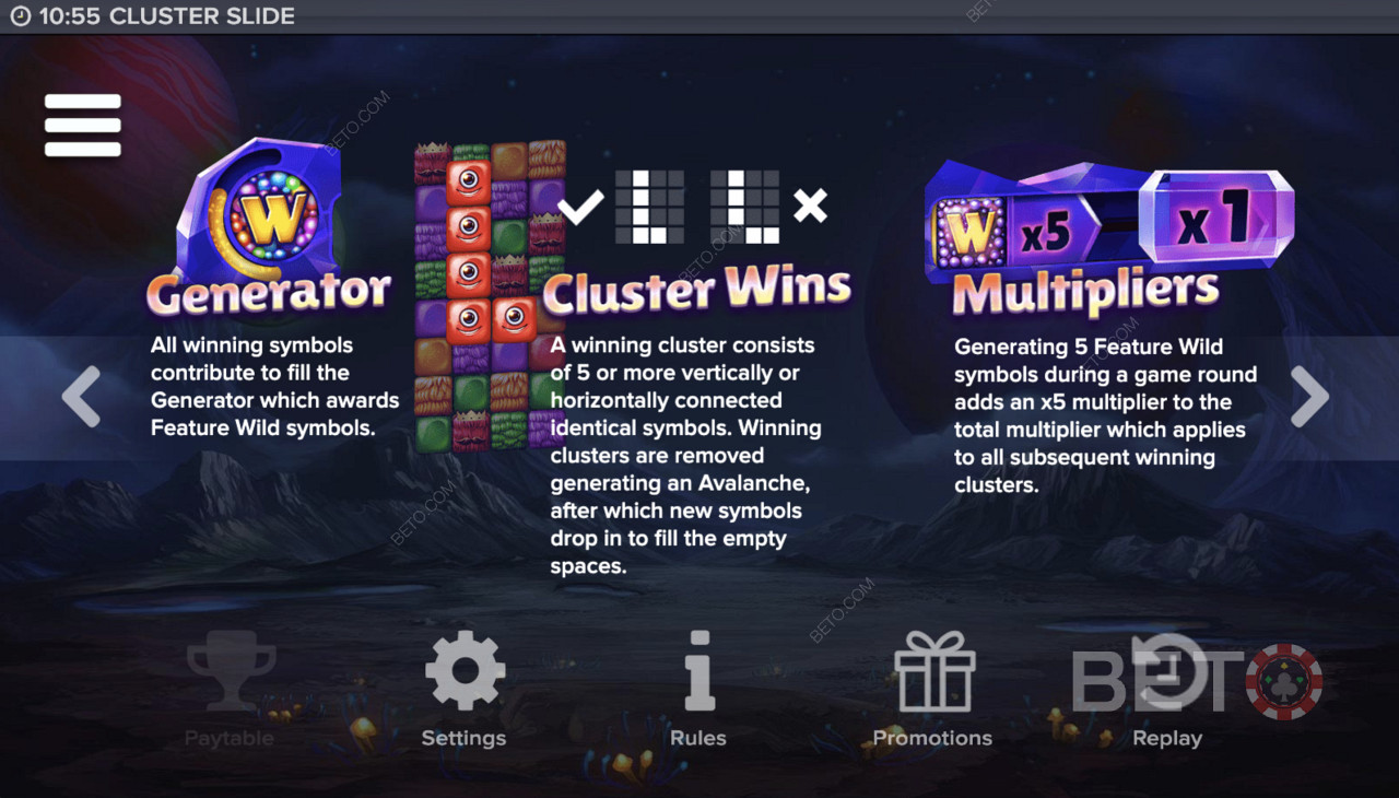 Generator, Cluster Wins, and Multiplier in Cluster Slide