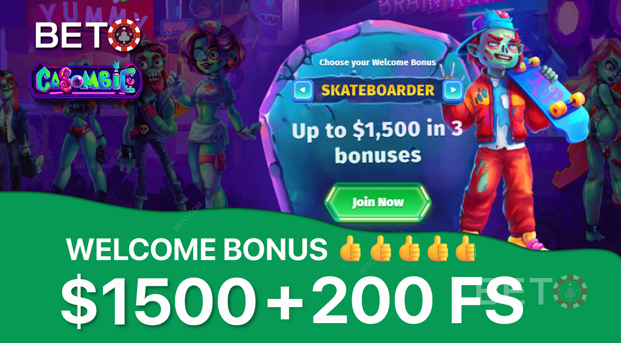 Enjoy up to a $1,500 bonus for three deposits or 200 Free Spins with a 100% deposit bonus