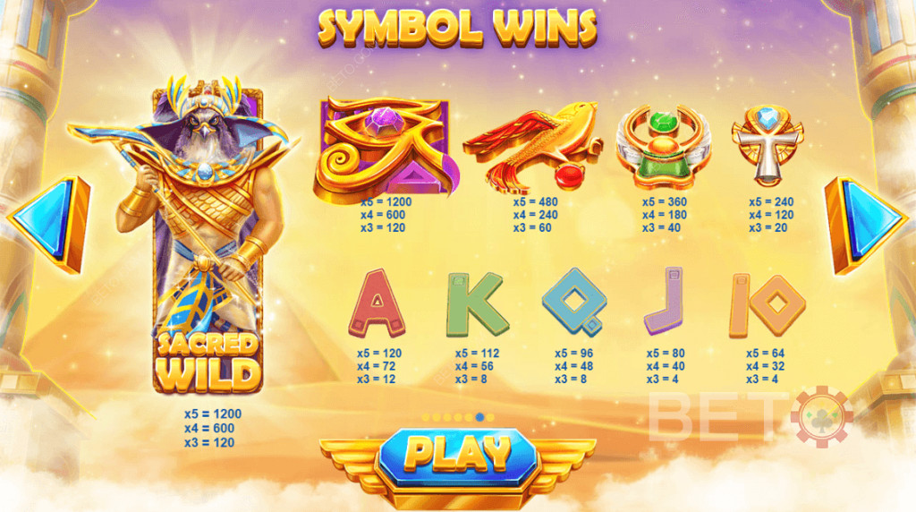 Wild Symbols, Premium Symbols,  Card Symbols and their respective rewards.