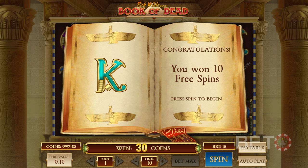 Winning Free Spins in Book of Dead