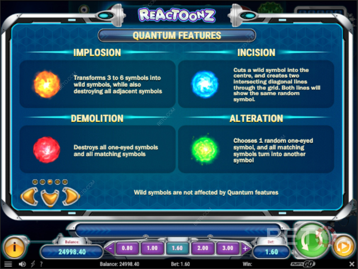 Different Quantum Features of Reactoonz