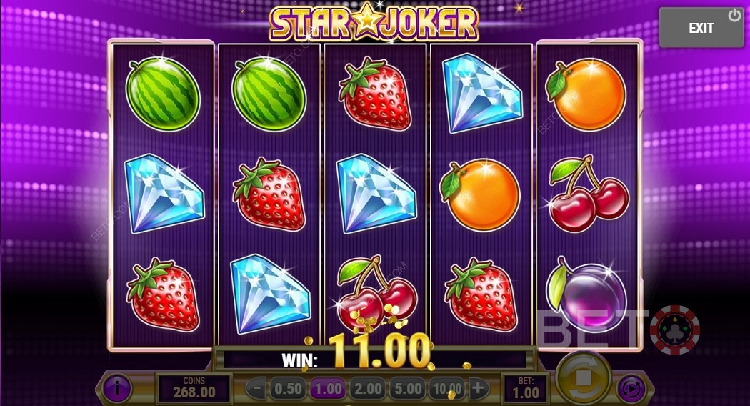 Winning a payout of 11 coins on Star Joker