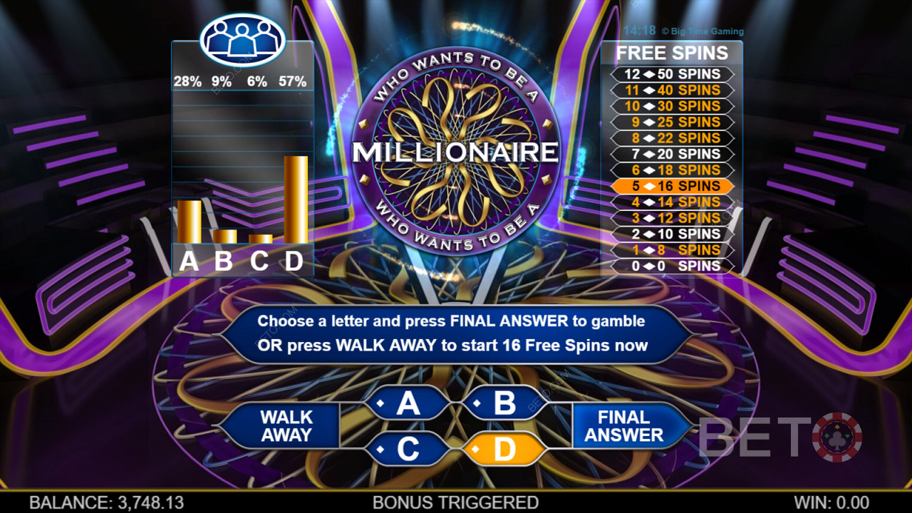 Who Wants To Be A Millionaire Megaways - Time’s ticking, ask the audience or call a friend  if you want to be the next millionaire!
