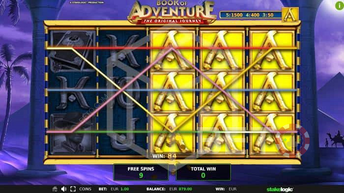 The illustration shows all paylines on a video slot.