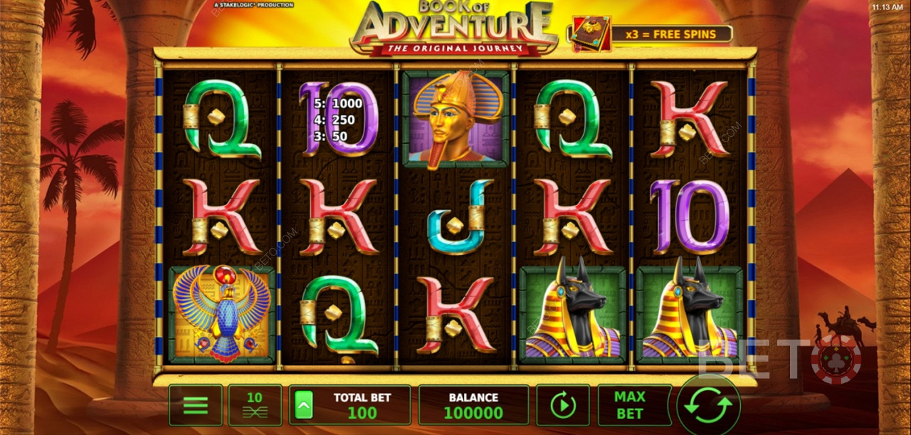 The Book of Adventure is an Ancient Egyptian themed online slot
