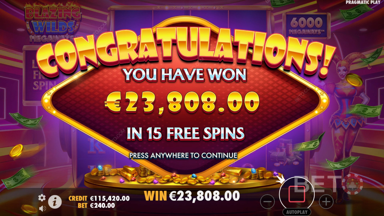 Win 10,000x Your bet in the Blazing Wilds Megaways Video Slot!