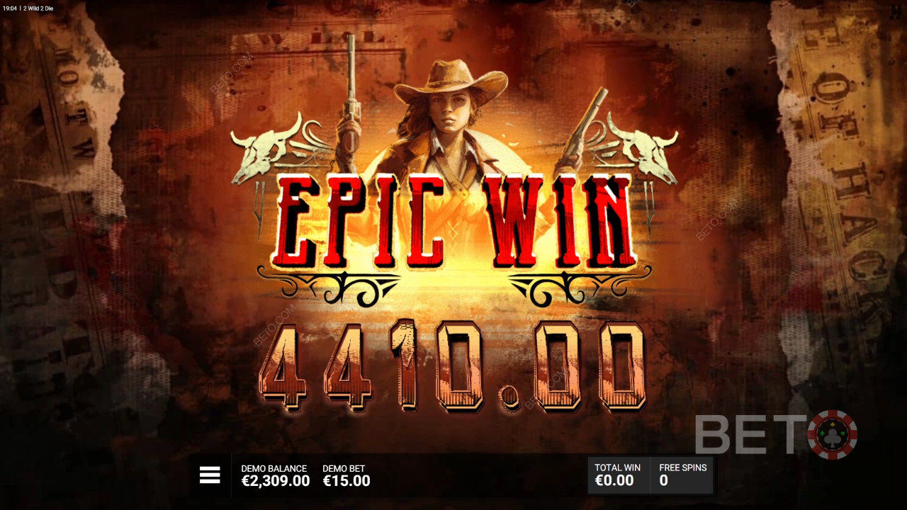 Win 15,000x Your bet in the 2 Wild 2 Die Slot!
