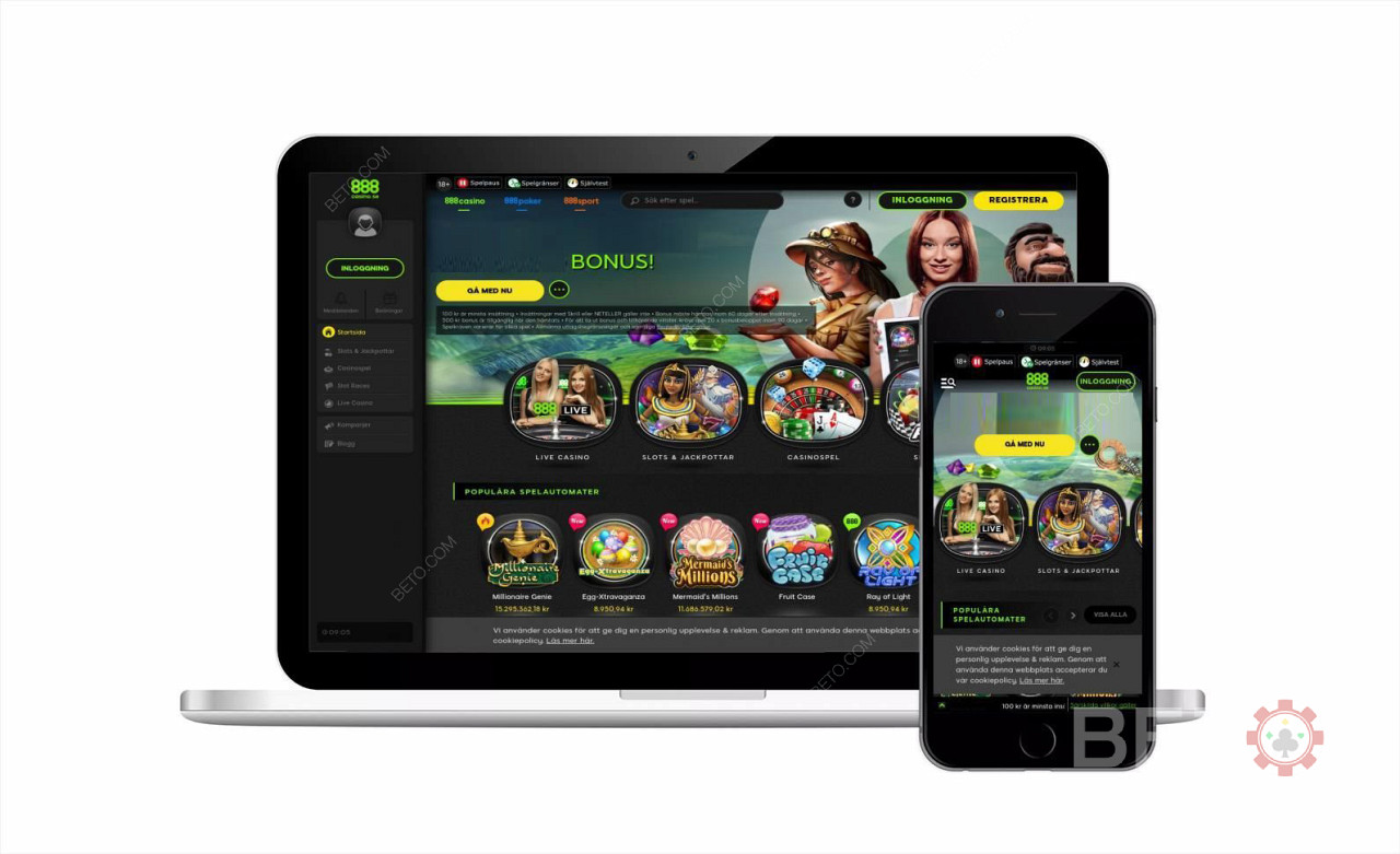 Mobile devices and 888 casino