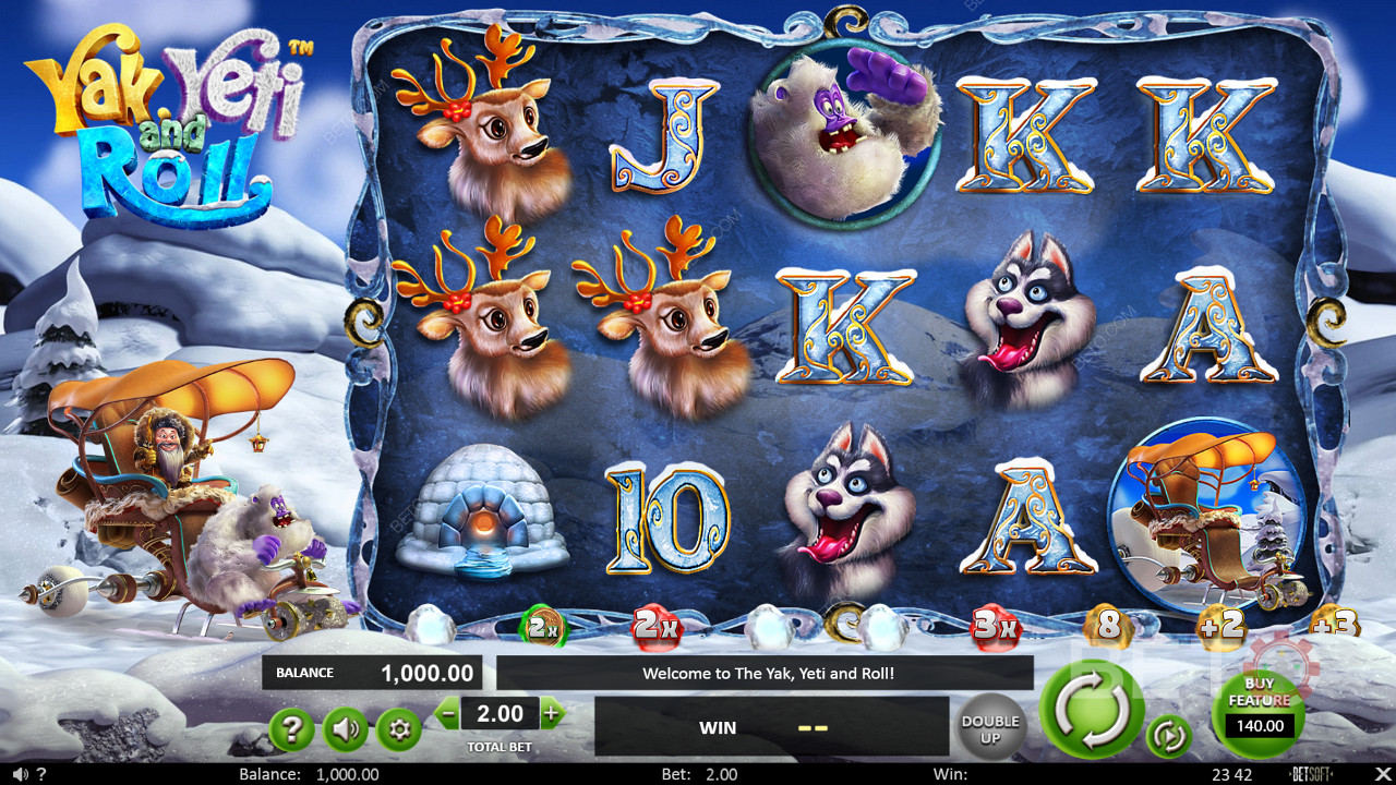 Enjoy winter theme in Yak, Yeti and Roll video slot