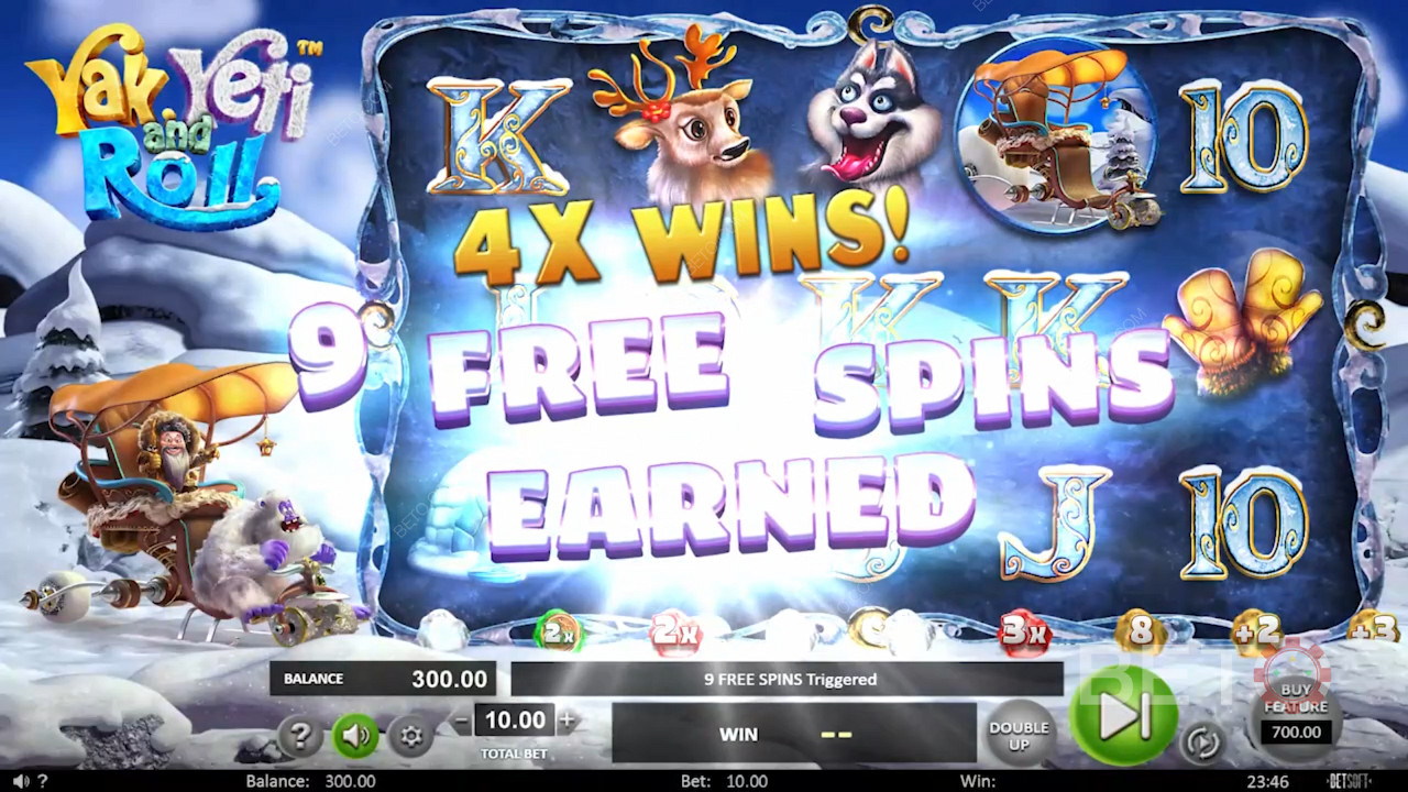 Earn free spins In Yak, Yeti and Roll slot by moving the sledge forward