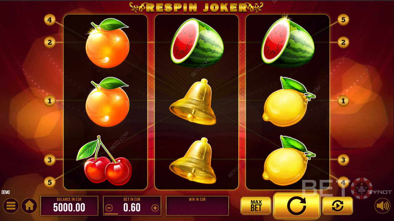 Enjoy a classic design in the Respin Joker Free slot machine from SYNOT Games
