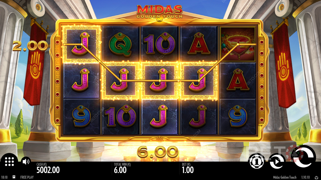 The main feature to look out for in Midas Golden Touch is the Wild Multiplier feature
