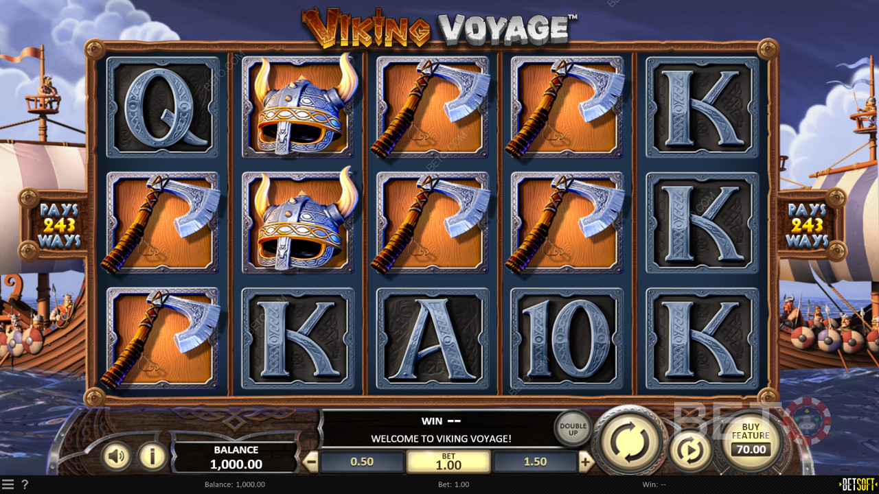 Enjoy Viking style theme, graphics, and symbols in Viking Voyage online slot