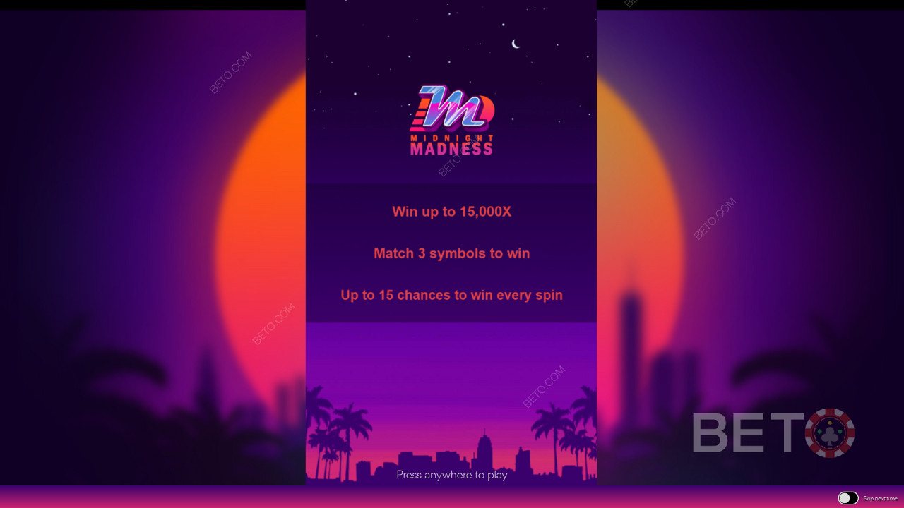 The starting screen in Midnight Madness with info about the gameplay