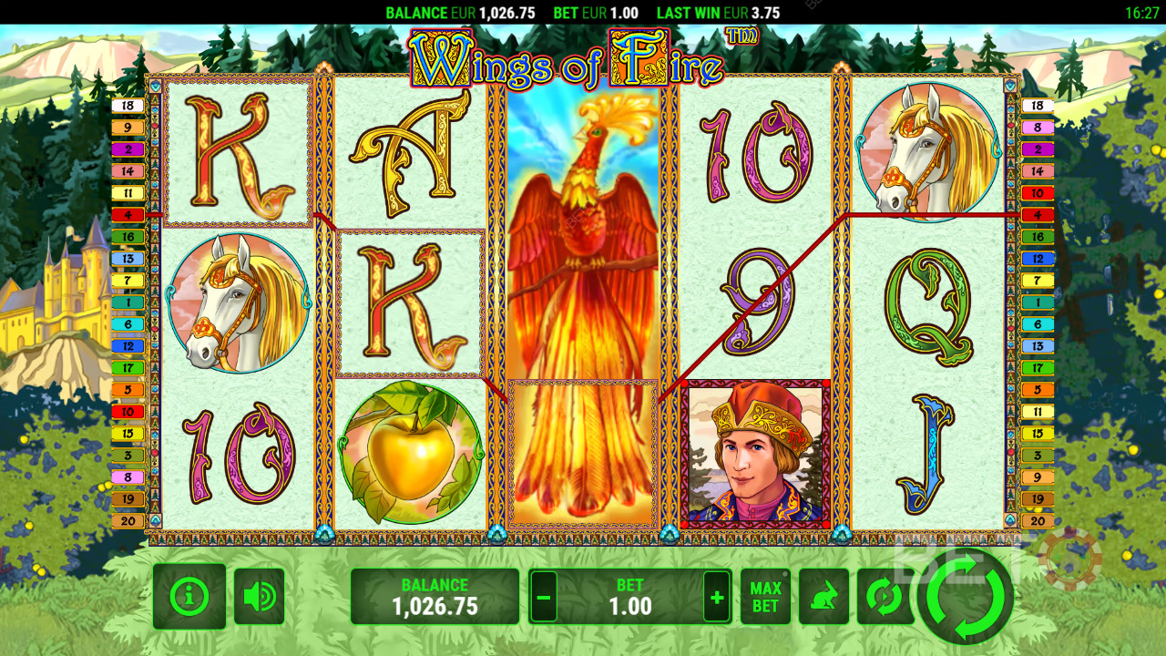 Win 2,000x Your bet in the Wings of Fire Slot Machine!