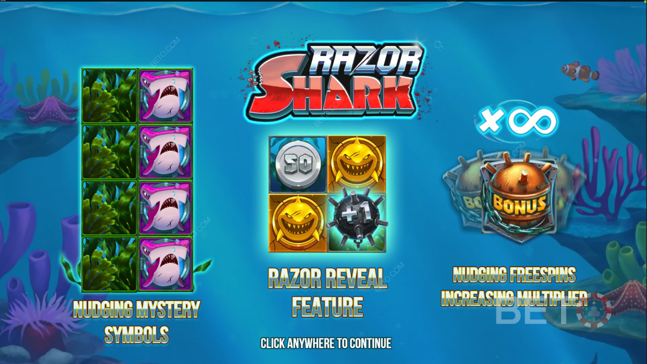 Opening screen of Razor Shark online slot