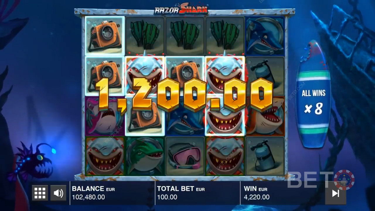 Big win in Razor Shark free spins