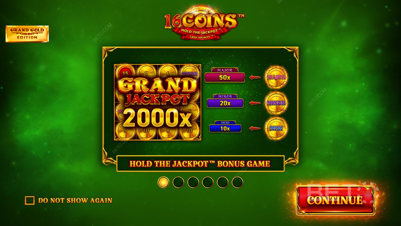Win 2,000x Your bet in the 16 Coins Grand Gold Edition Slot Online!
