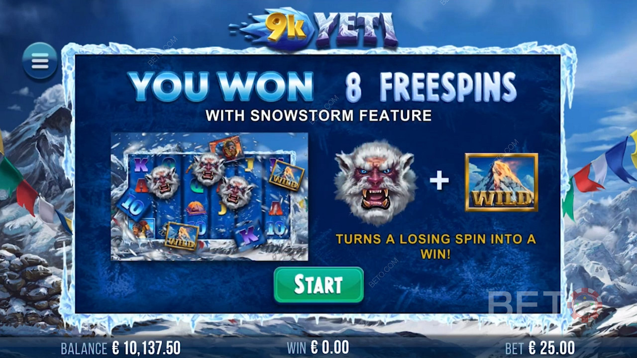 Enjoy free spins with Snowstorm feature