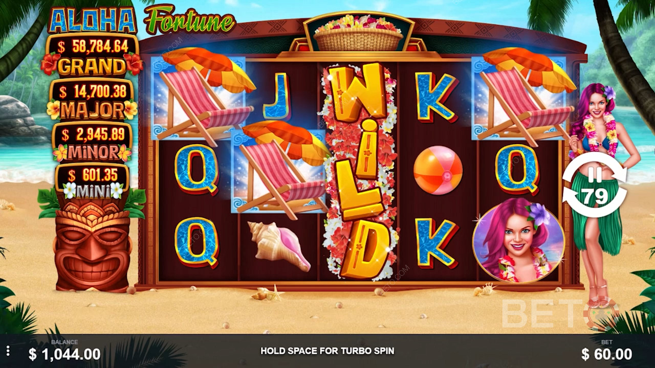 The beach and the sandy background of the slot will capture you right from the start