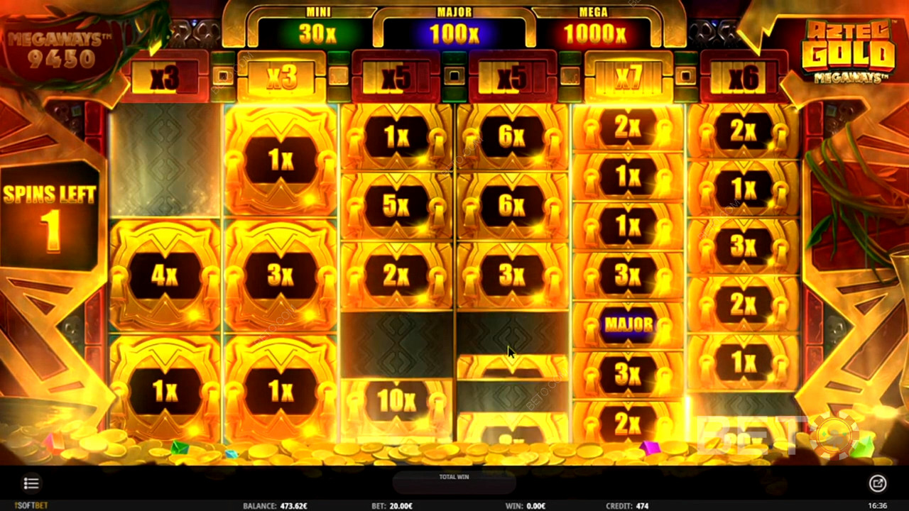 Enjoy several multipliers in Aztec Gold Cash Respins