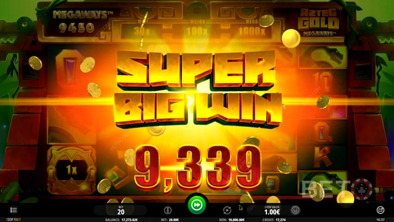 Super big win in Aztec Gold Megaways video slot