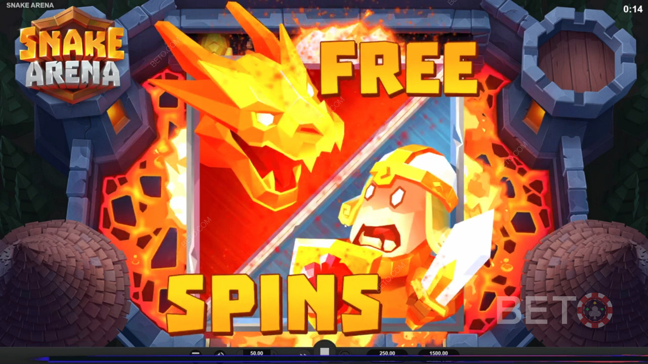 Land both the snake and the knight together to trigger the free spins mode