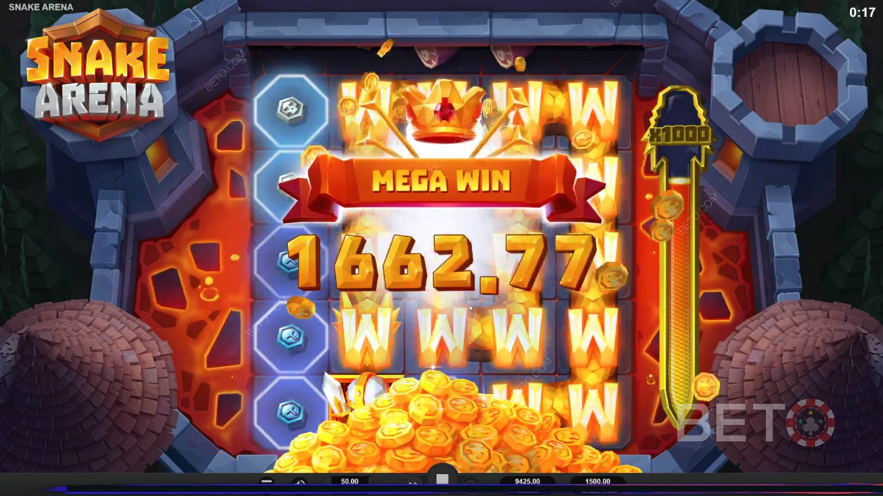 You can win a huge amount of 2758x your bet in snake arena 