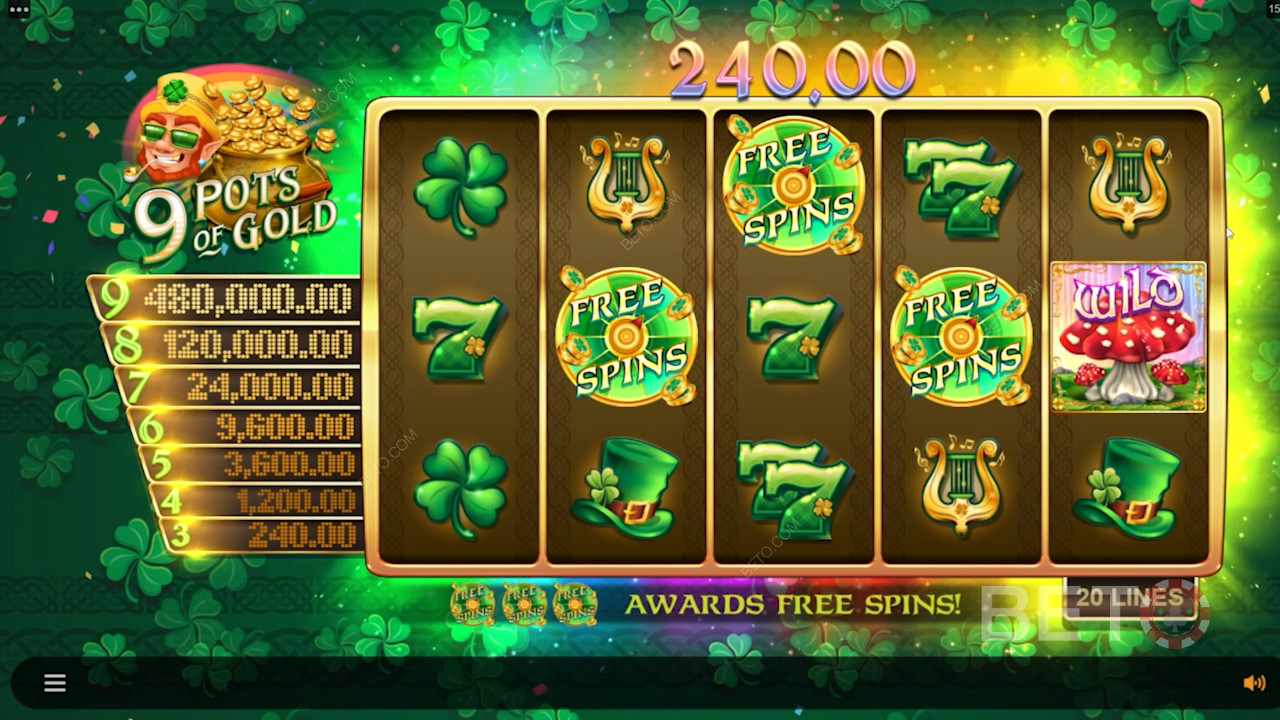 Special Free Spin symbols in 9 Pots of Gold 