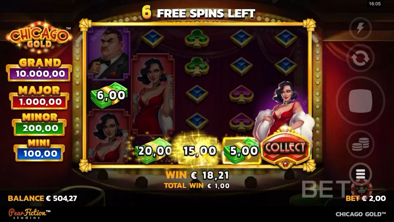 Enjoy powerful features frequently during the Free Spins
