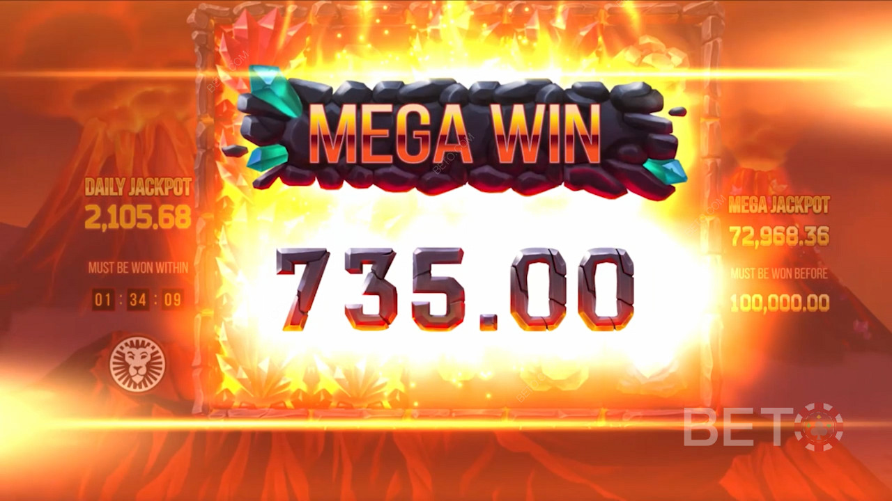 Mega win in Mount Magmas slot