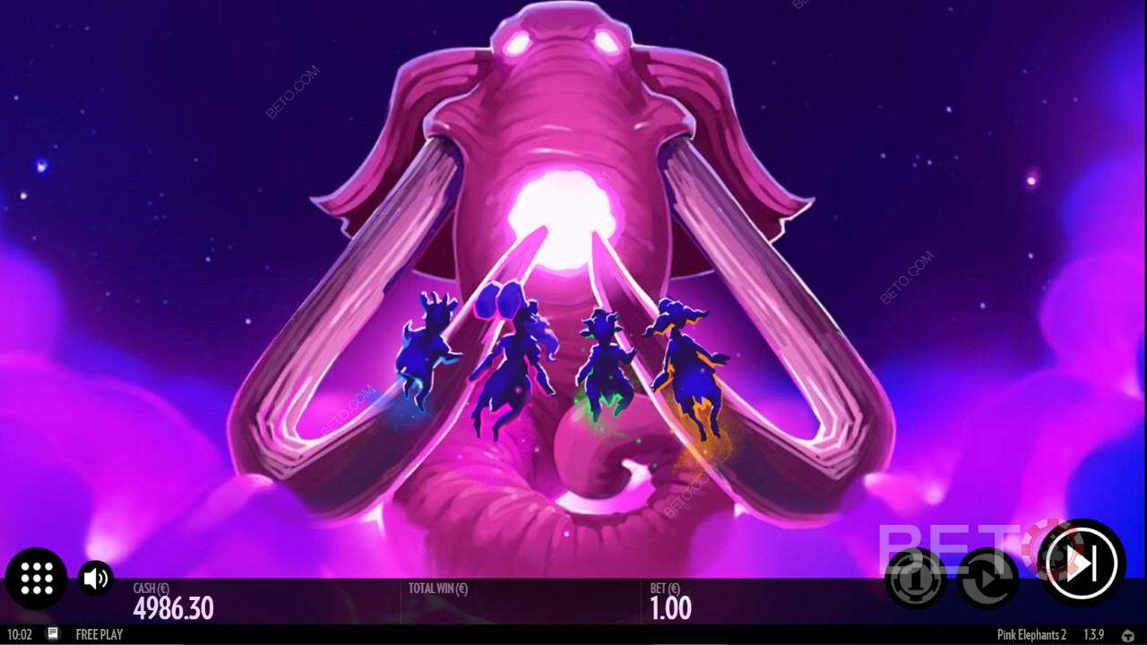 Dark themed background of Pink Elephants 2