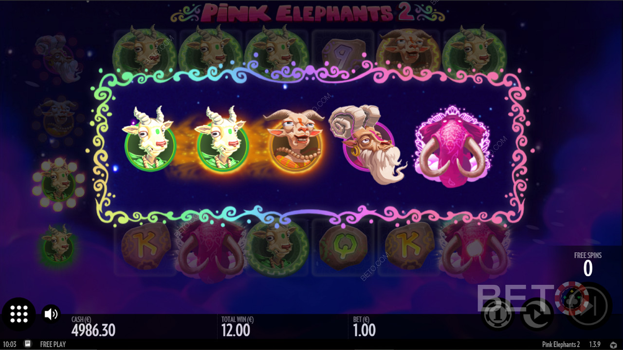 Cool symbols upgrading bonus in Pink Elephants 2