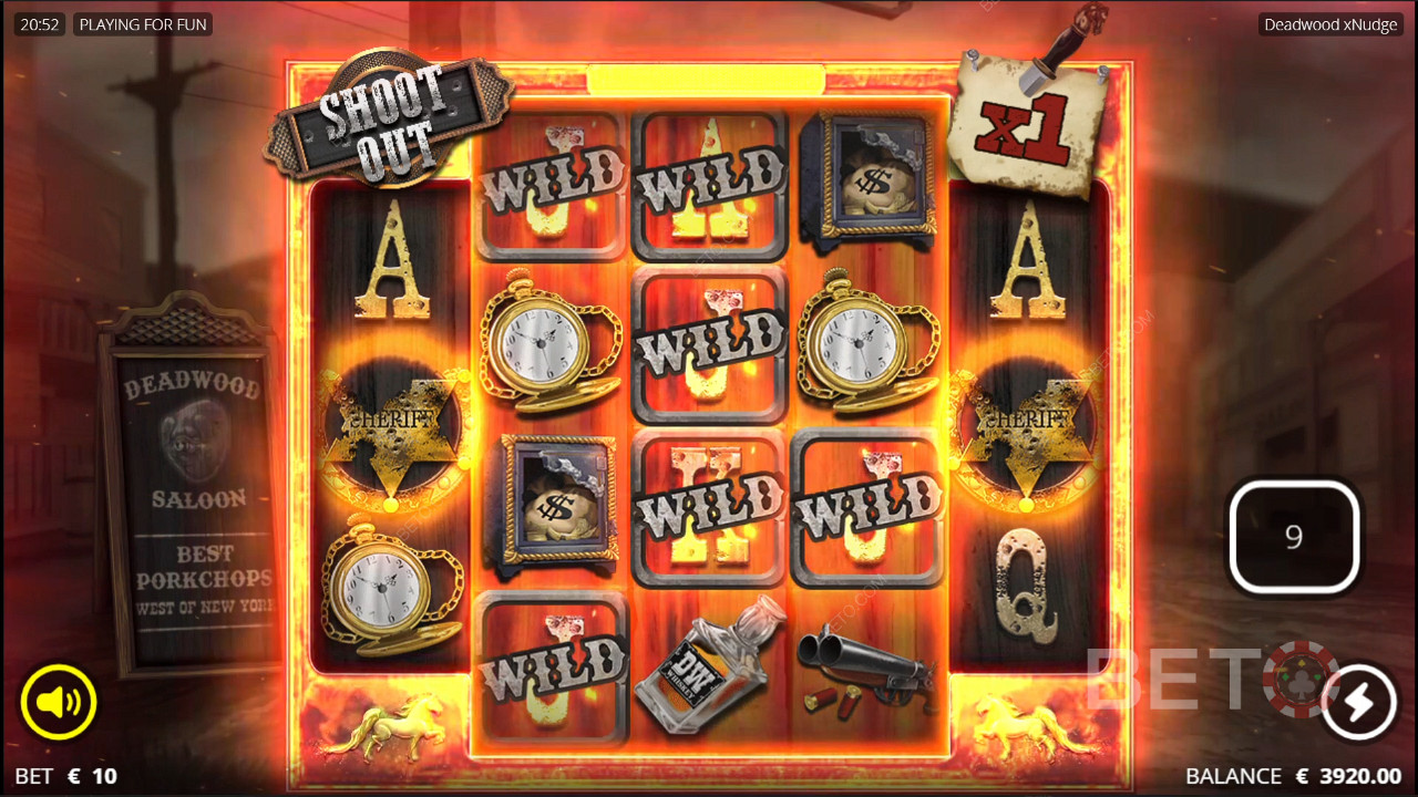 Shoot Out feature in Deadwood xNudge slot by Nolimit City