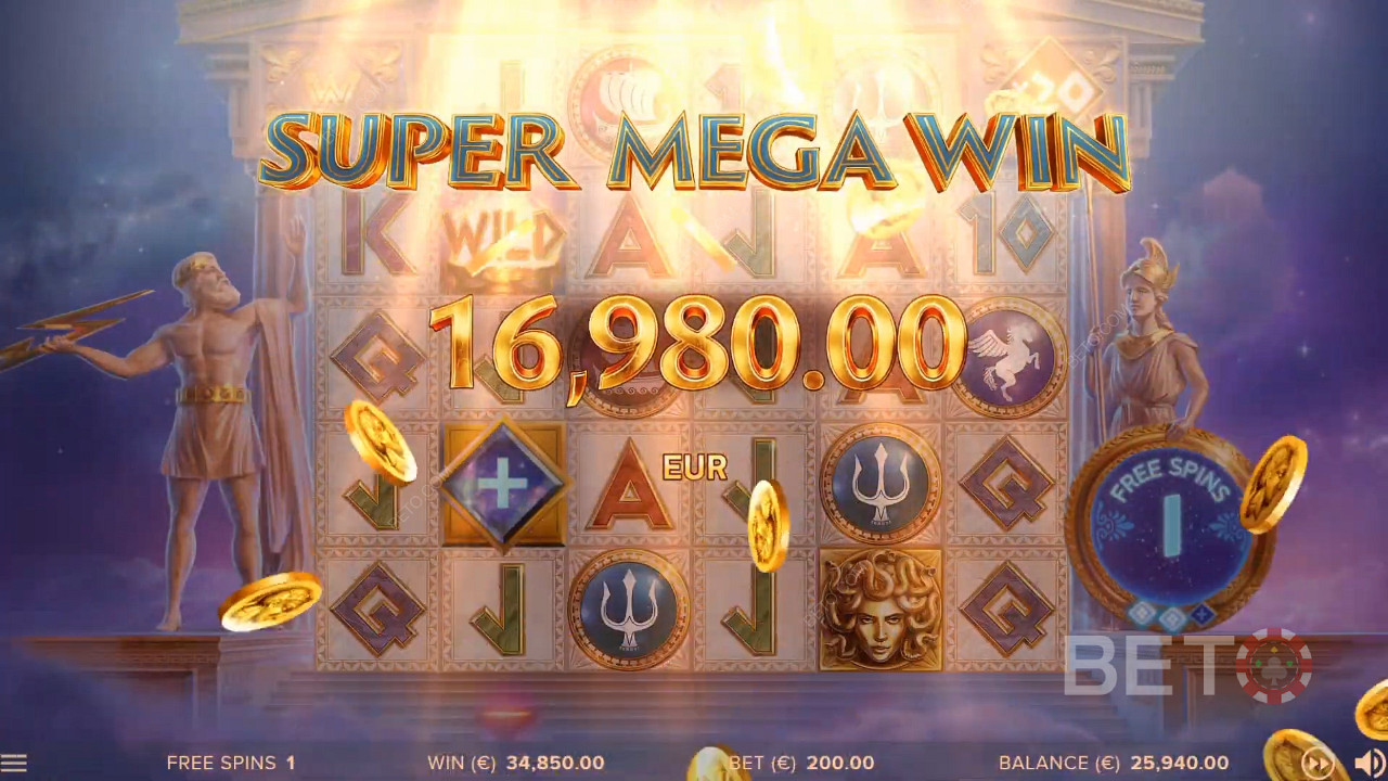 Super Mega Win in Parthenon: Quest for Immortality slot machine