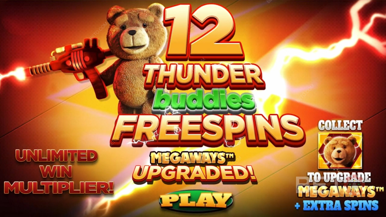 Enjoy 12 free spins by landing 4 Scatters or more in Ted Megaways online slot